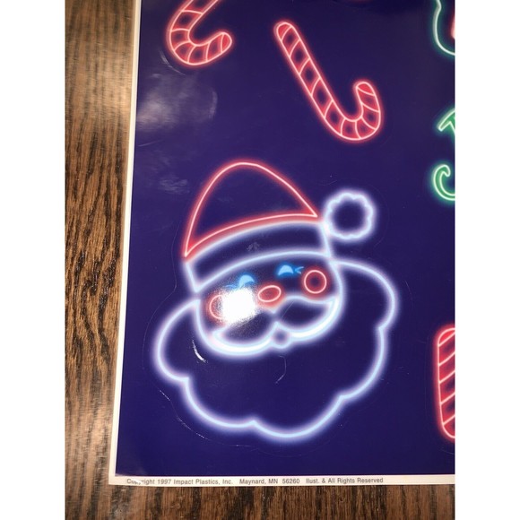 Vintage Classic-Clings Reusable Static Cling NEON Window Decor Christmas USA 90s - Picture 2 of 2